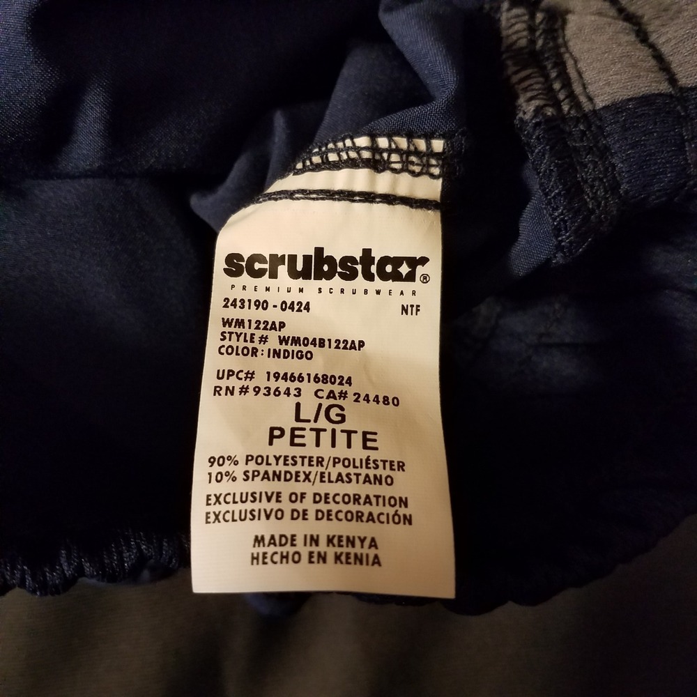 ScrubStar Jogger Women L Petite Pull-On Pants Pockets Yoga Waistband Blue NEW - Picture 2 of 5